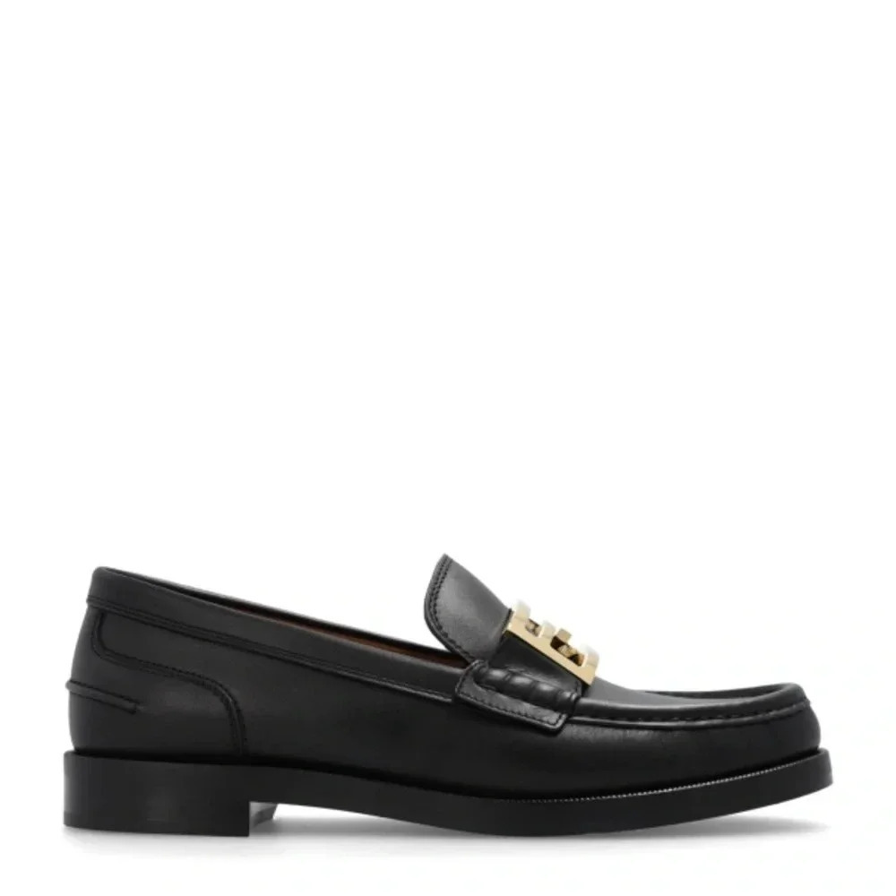 New Fendi Black Slip On Baguette Loafer with Gold Monogram Buckle SIZE 10.5 - Picture 5 of 14